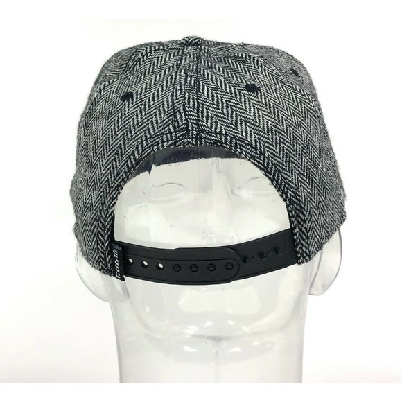 Cult Of Individuality Black White Wool Herringbone Snapback Baseball Hat Cap - Picture 4 of 8